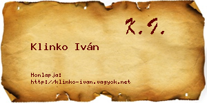 Klinko Iván névjegykártya